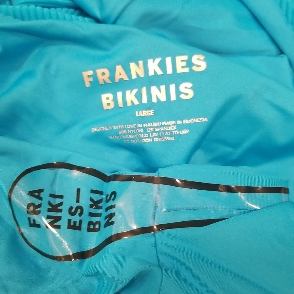 💕FRANKIE'S BIKINIS💕 Marie Ribbed Underwire Swimsuit ~ Ocean Blue Large L NWT